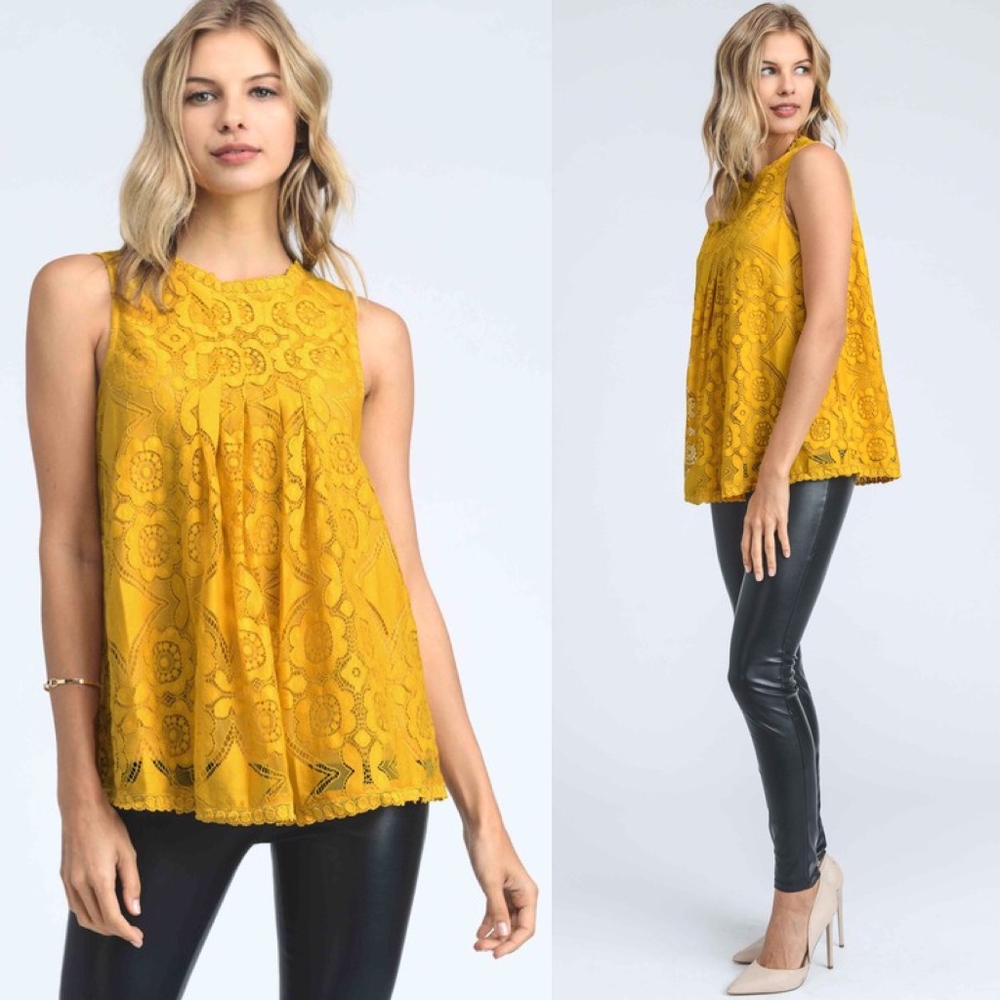 NEW // Gray Lace Sleeveless Top - Picture 5 of 5